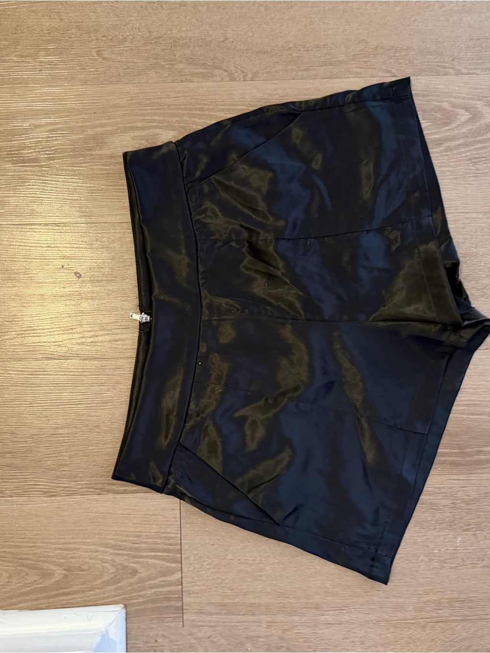 Black Satin Women’s High-Waist Shorts